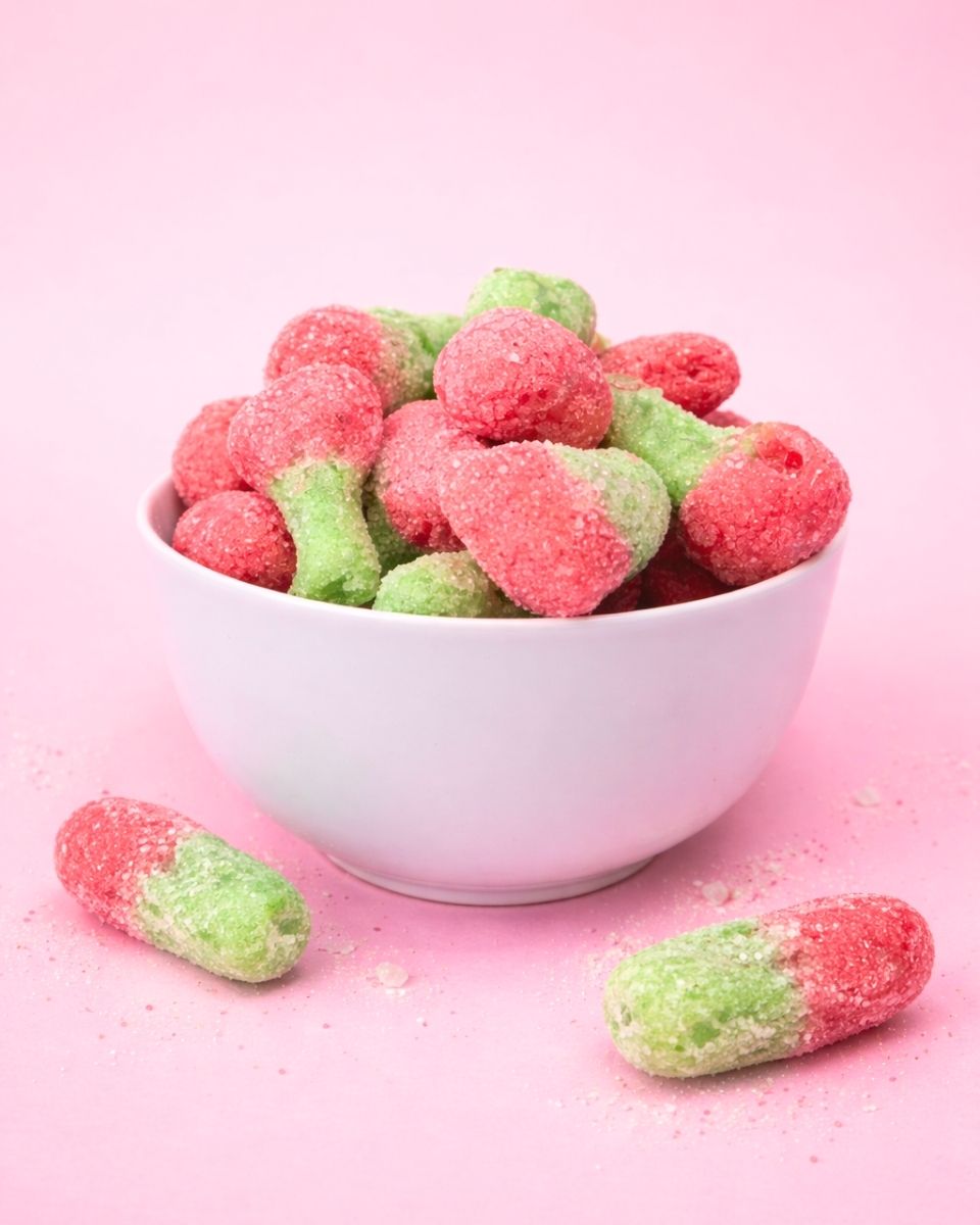 Gefriergetrocknete Kirschen von Astrocat Candy in Vorderansicht