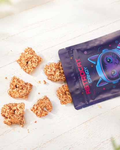 Gefriergetrocknete Crunchy Wunchy in der Tüte in der Draufansicht, knusprig und hochwertig als Produktfoto dargestellt.