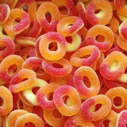Halal Pfirsichringe für Pick und Mix.